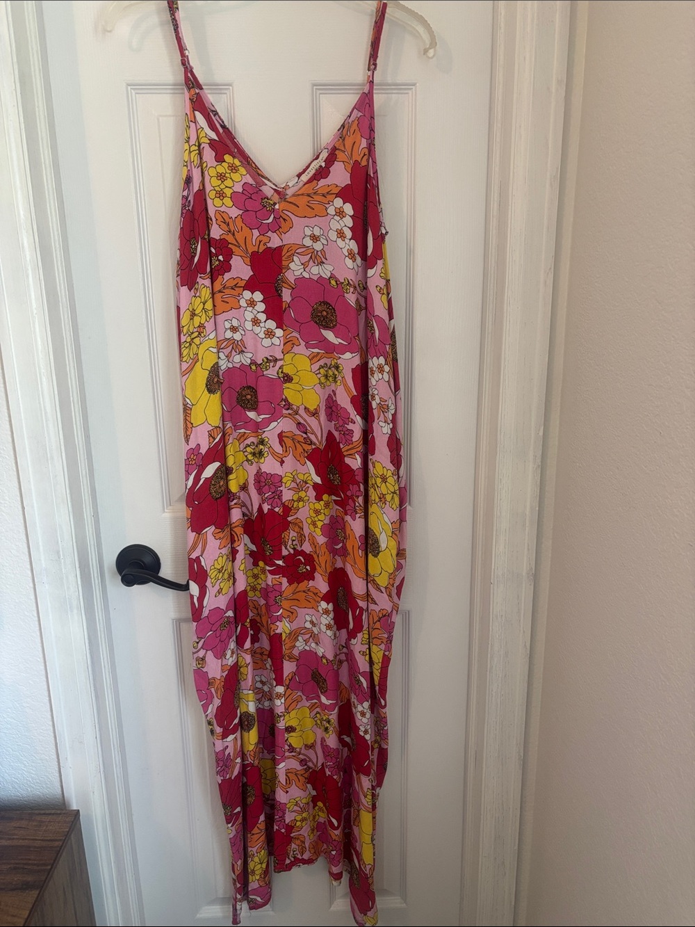 Love Stitch Pink, Red & Yellow Floral Slip Maxi Dress